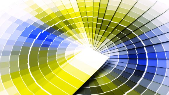 A simulation of protanomaly, where red and green shades all look a similar green.