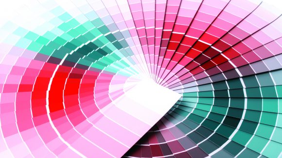 A simulation of tritanomaly, where everything appears in shades of pink and turquoise.