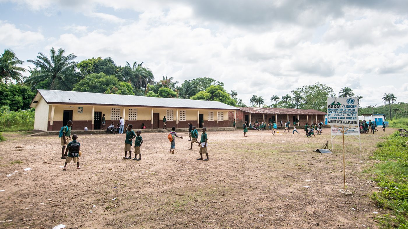 Students from the school play outside.