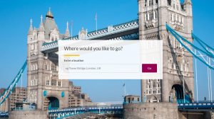 Tower bridge, with an example of a search box over the image.