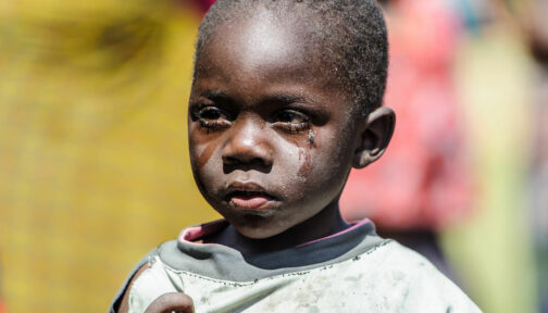 Close-up of Pumelo standing in his village.