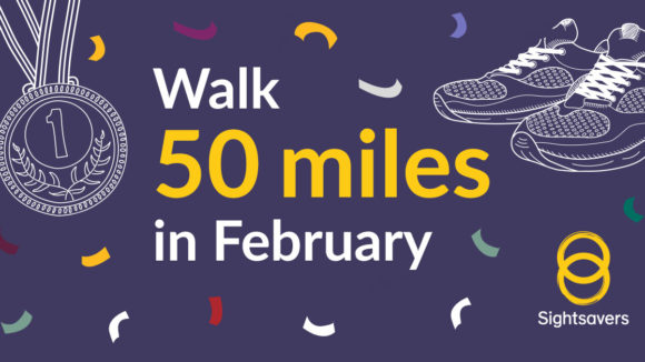 Illustrated image with text saying Walk 50 Miles in February
