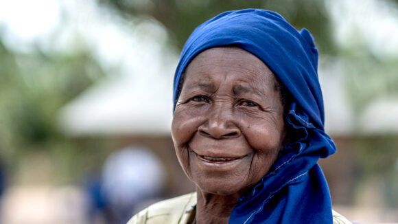 Aziza smiles at the eye screening camp.