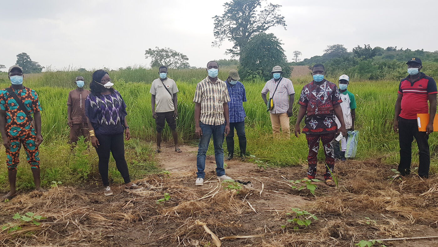 Volunteers for a black fly catching survey stand for a portrait.