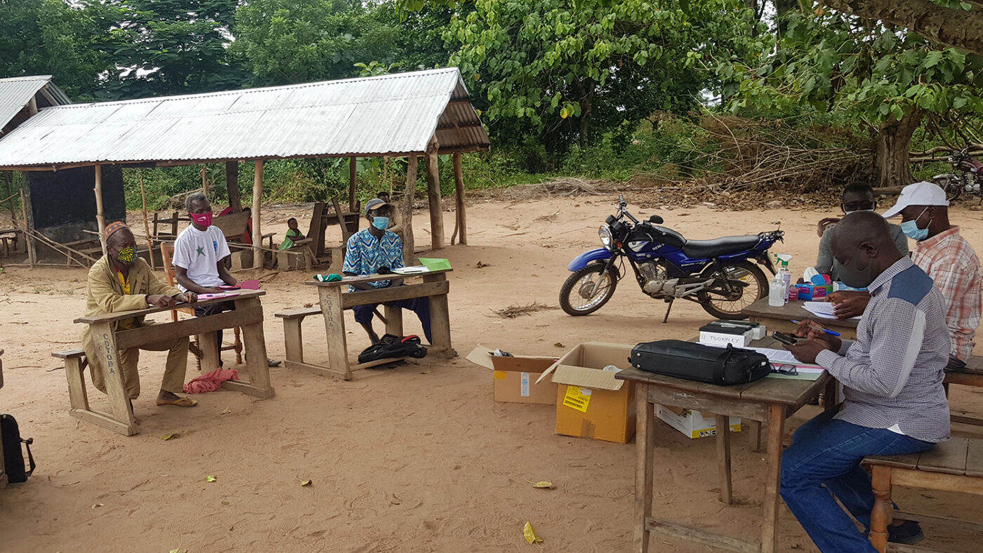 Volunteers for a black fly catching survey attend a training before surveys began.