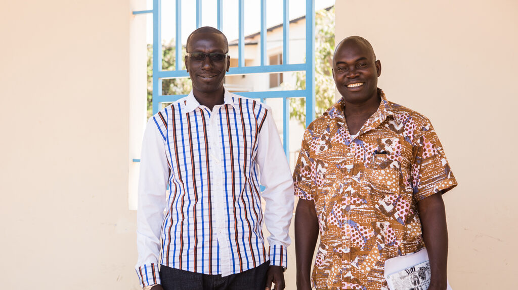 Sightsavers' Balla with Sarjo, national eye co-ordinator in Banjul, The Gambia.