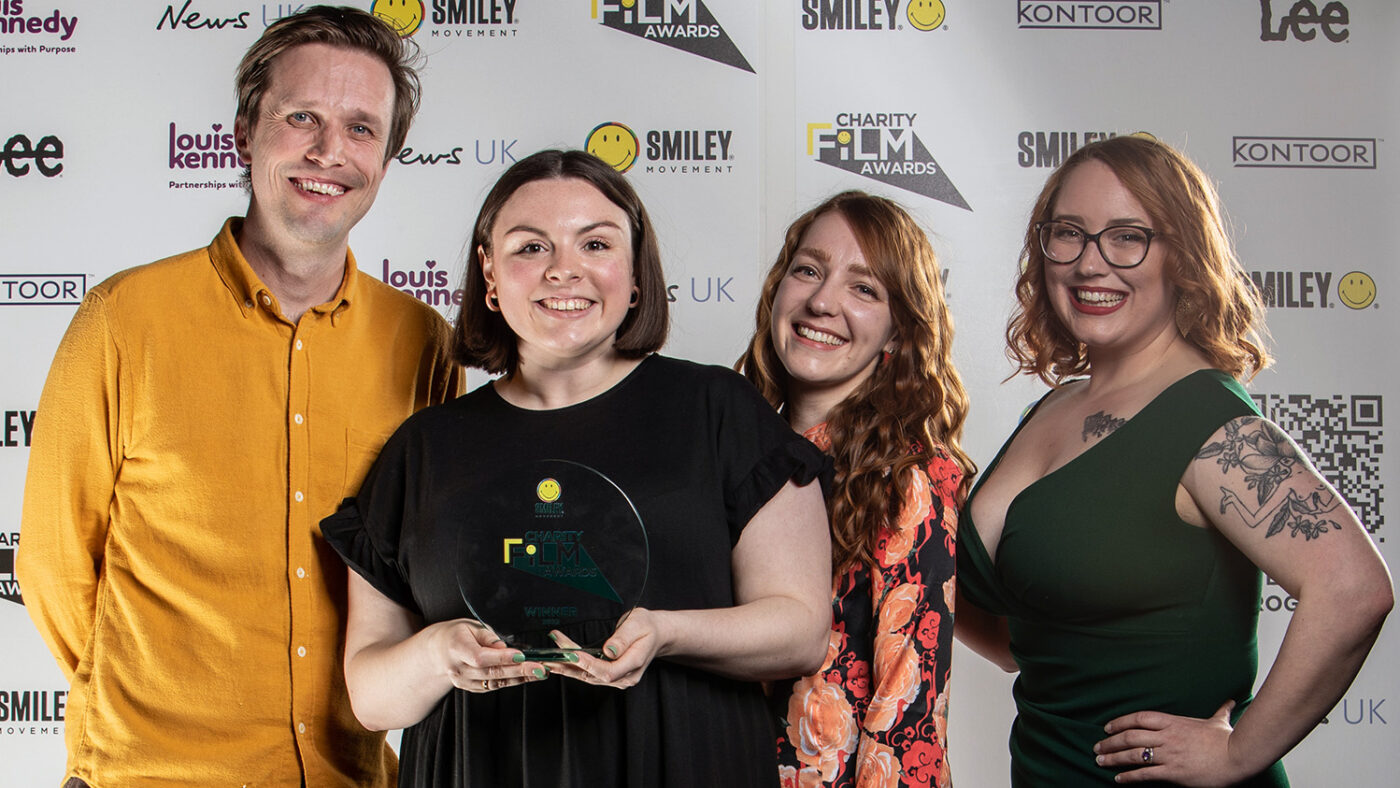 Tom, Emily, Rachel and Alyssa pose at the Charity Film Awards.