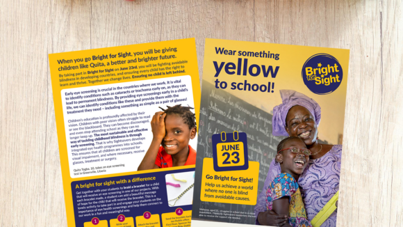 Examples from the Bright for Sight schools fundraising pack