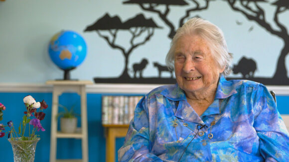 Co-founder Lady Jean smiles during an interview.