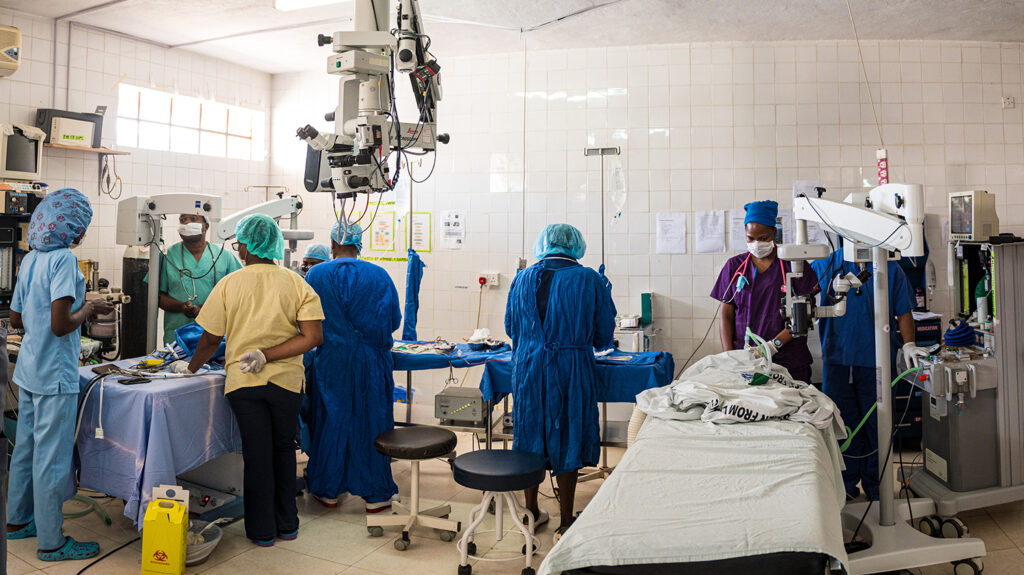 A busy operating theatre in Malawi.
